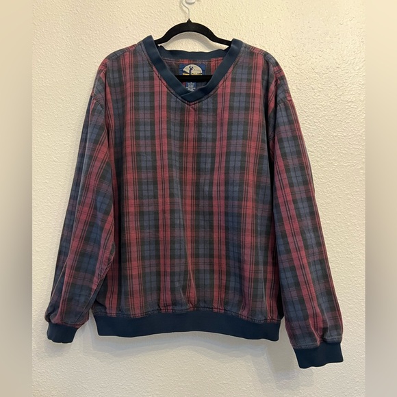 AM Player Plaid Golf Pullover Windbreaker Jacket Conklin Players Club Size L - Picture 1 of 3